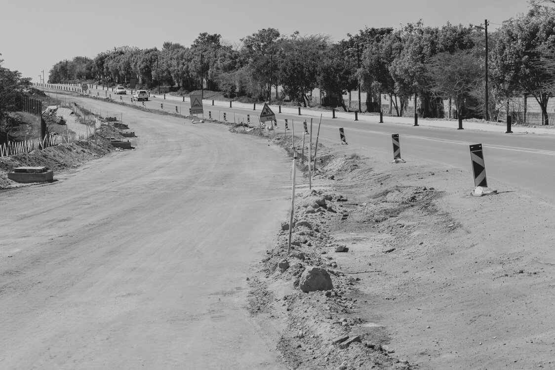 Road Construction Black White